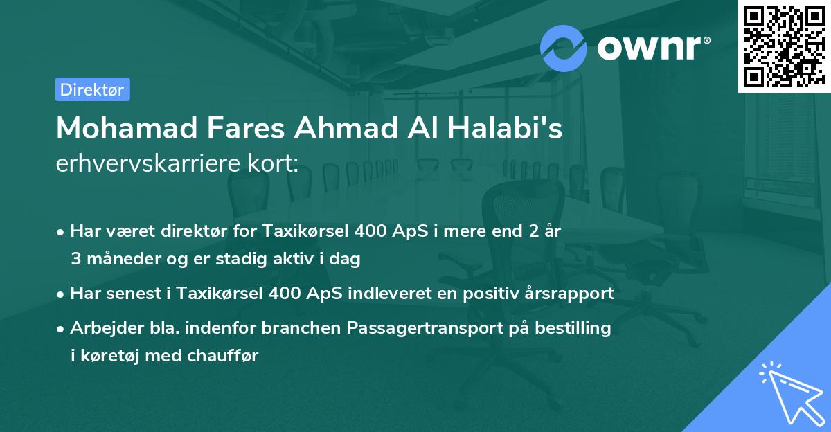 Mohamad Fares Ahmad Al Halabi's erhvervskarriere kort