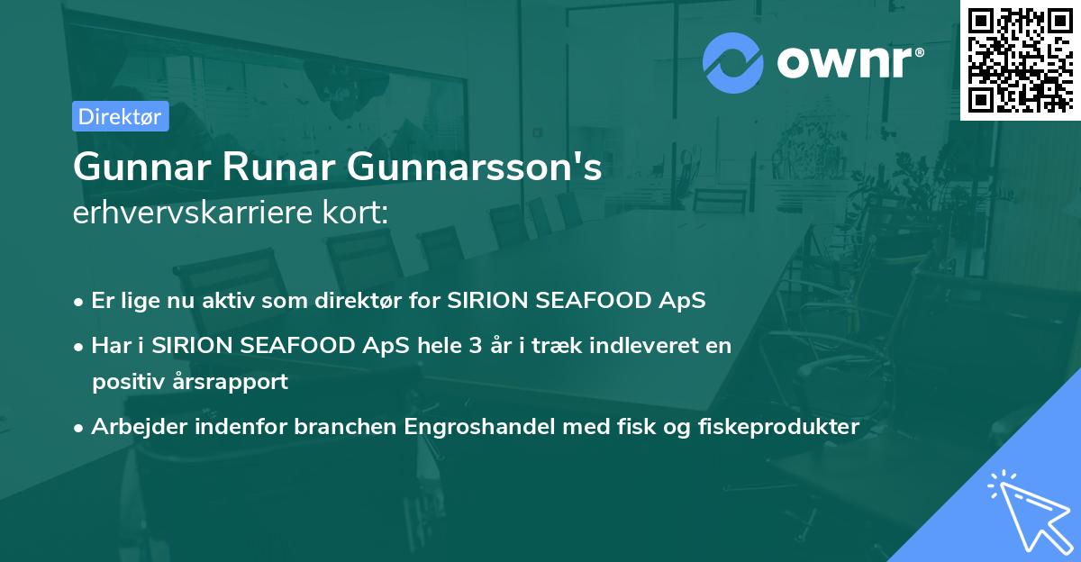 Gunnar Runar Gunnarsson's erhvervskarriere kort