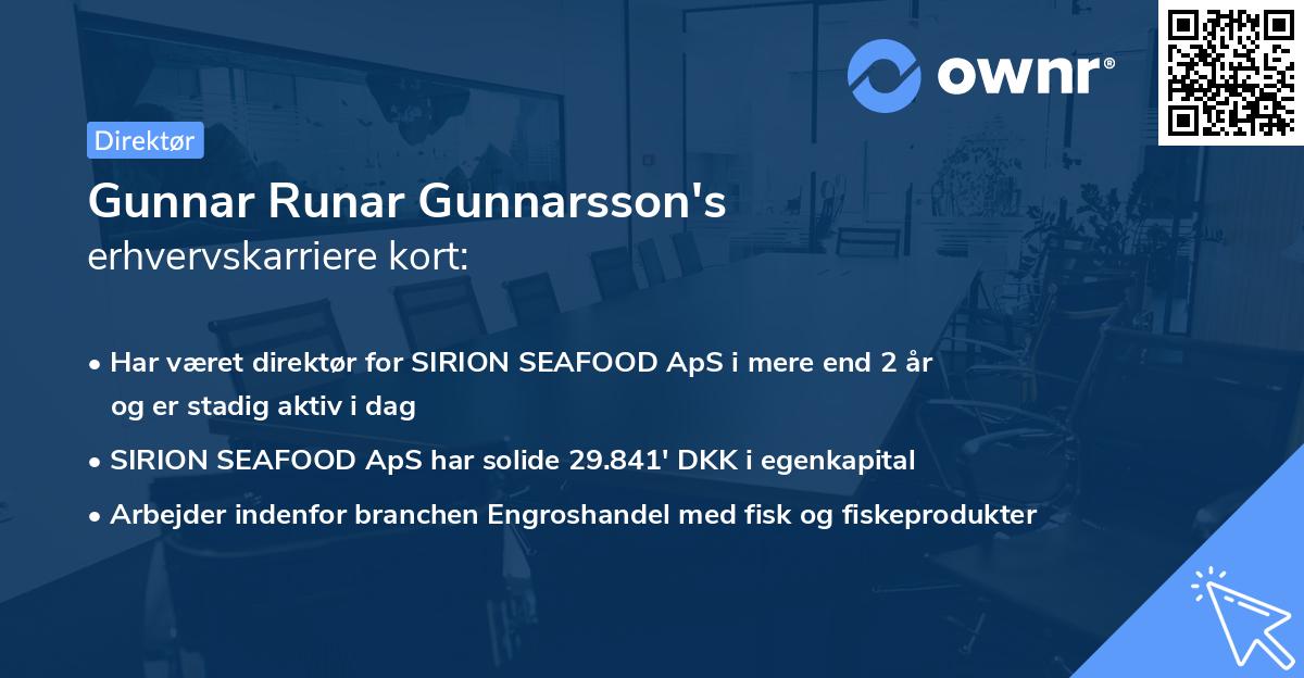 Gunnar Runar Gunnarsson's erhvervskarriere kort