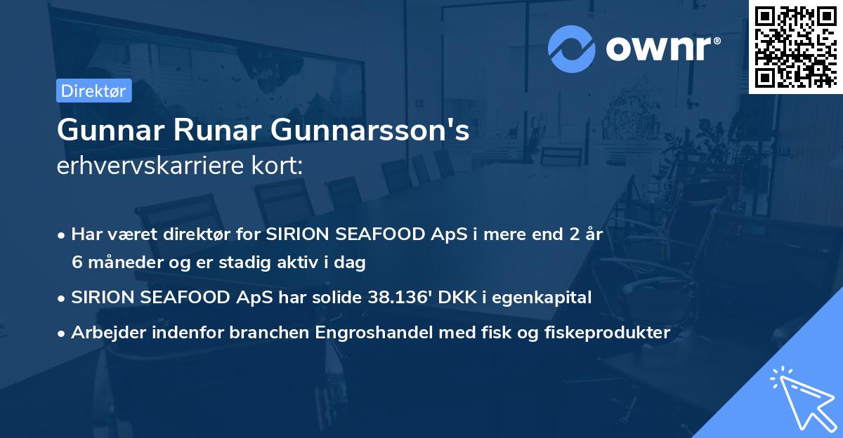 Gunnar Runar Gunnarsson's erhvervskarriere kort