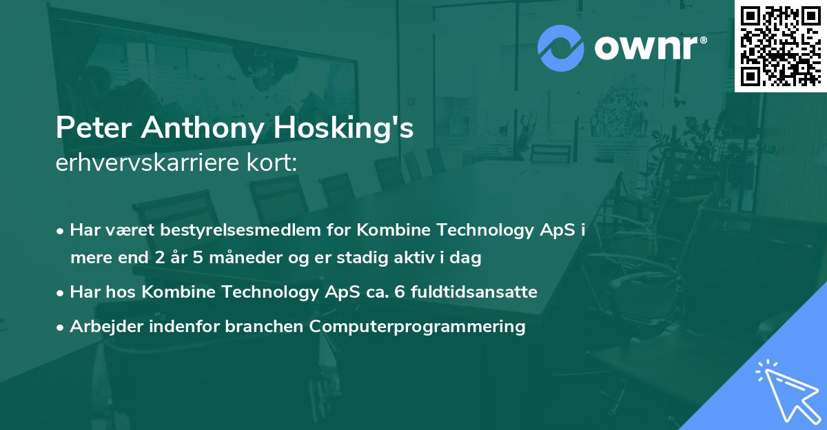 Peter Anthony Hosking's erhvervskarriere kort