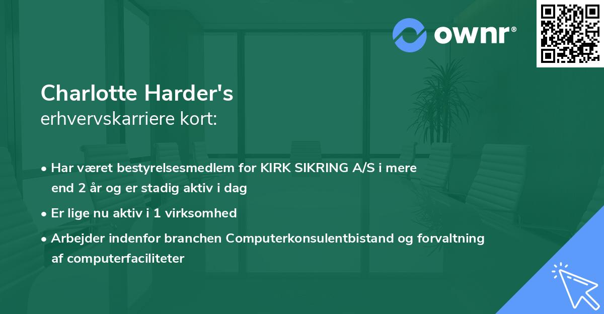 Charlotte Harder's erhvervskarriere kort