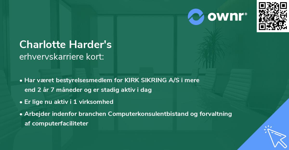 Charlotte Harder's erhvervskarriere kort