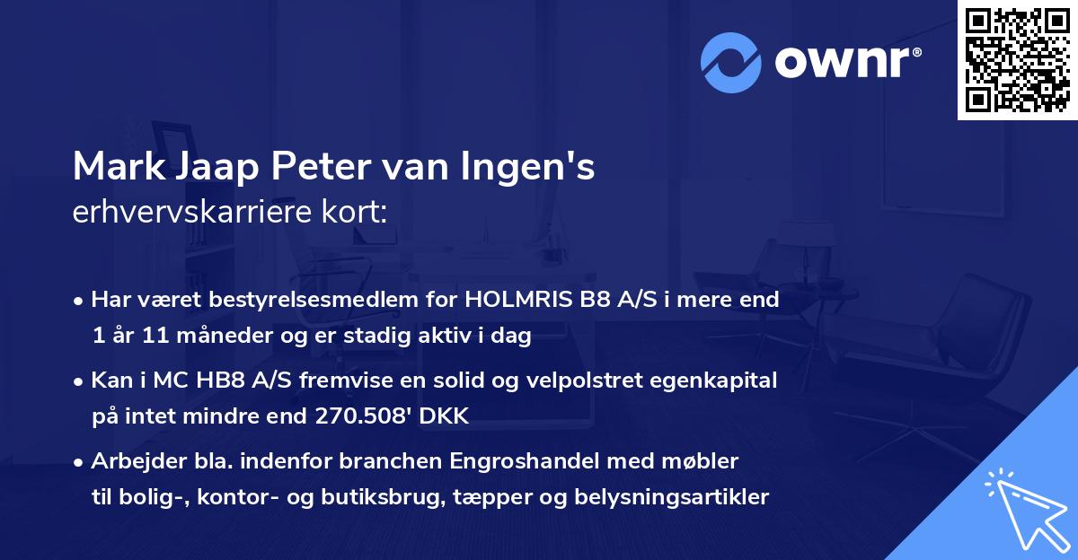 Mark Jaap Peter van Ingen's erhvervskarriere kort