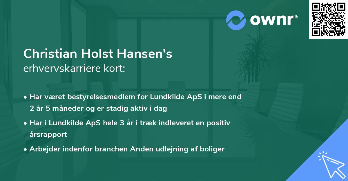 Christian Holst Hansen's erhvervskarriere kort