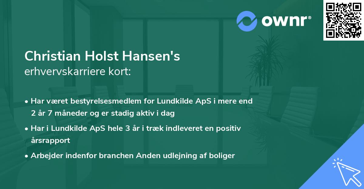 Christian Holst Hansen's erhvervskarriere kort