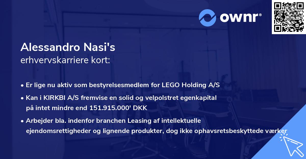 Alessandro Nasi's erhvervskarriere kort