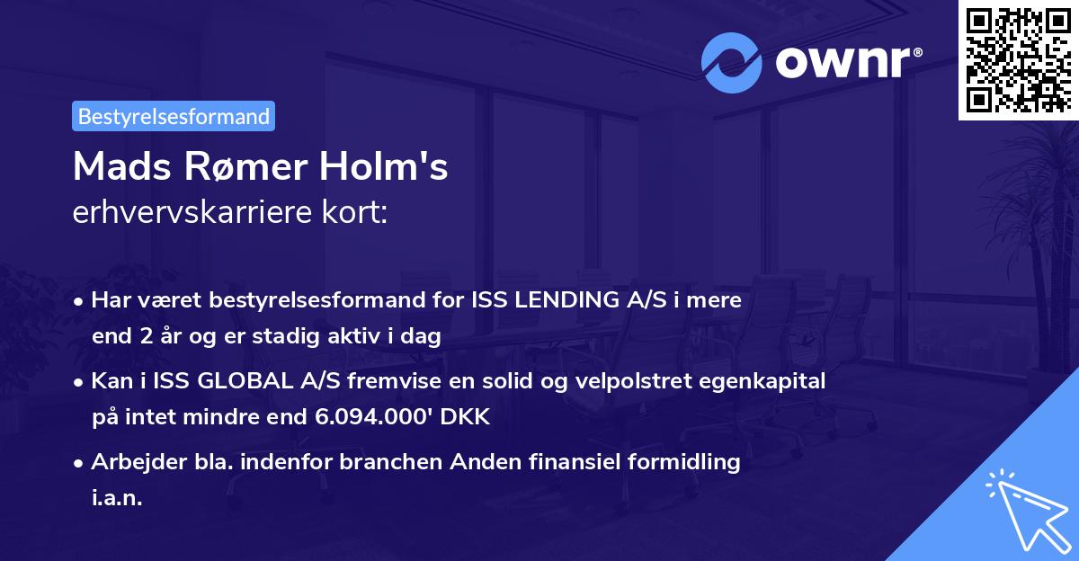 Mads Rømer Holm's erhvervskarriere kort