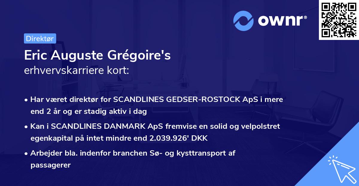 Eric Auguste Grégoire's erhvervskarriere kort