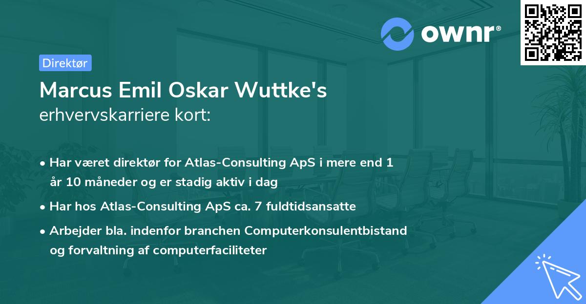 Marcus Emil Oskar Wuttke's erhvervskarriere kort