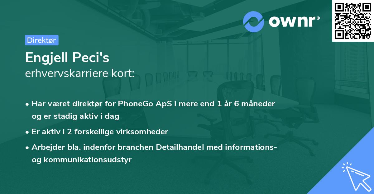 Engjell Peci's erhvervskarriere kort