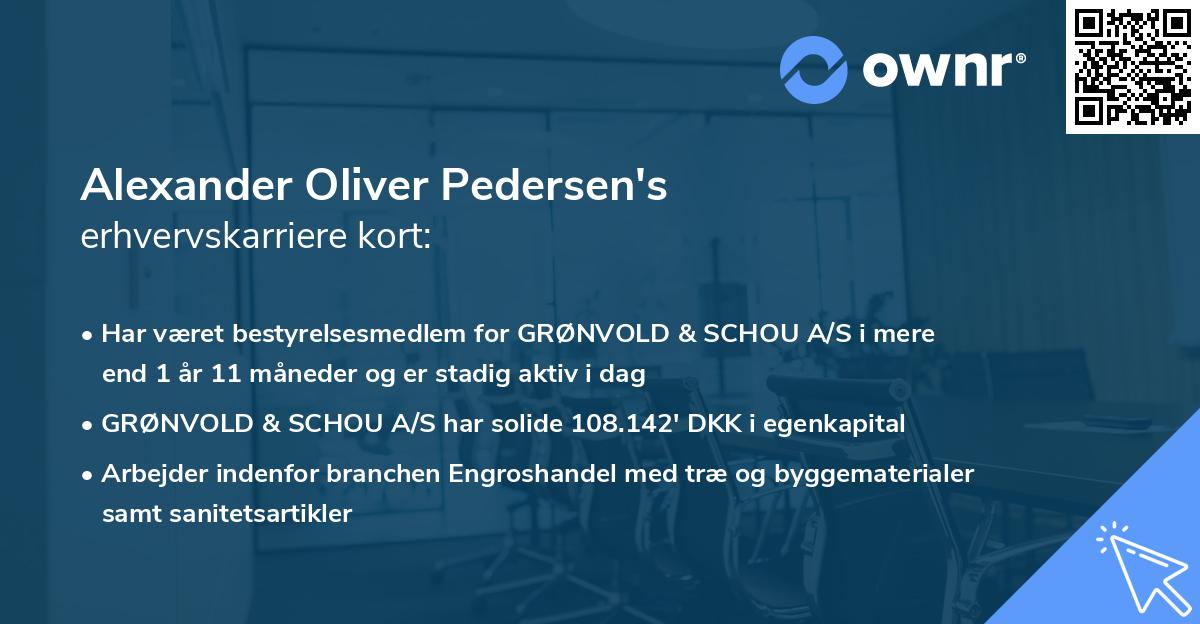 Alexander Oliver Pedersen's erhvervskarriere kort