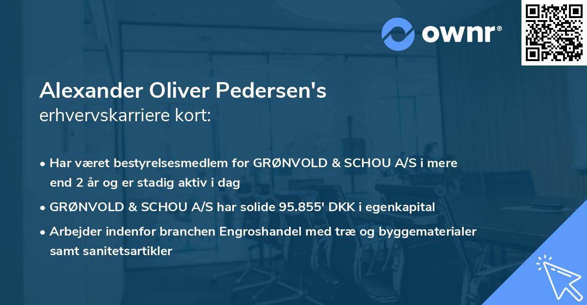 Alexander Oliver Pedersen's erhvervskarriere kort