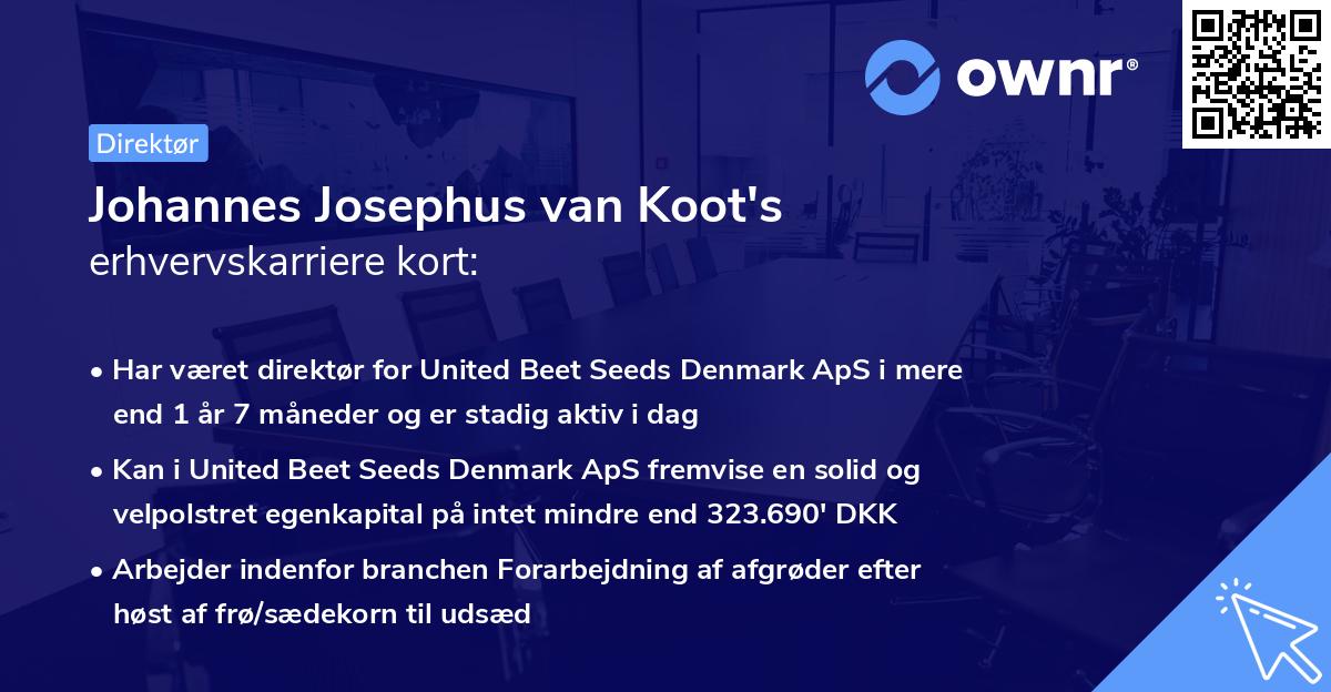 Johannes Josephus van Koot's erhvervskarriere kort