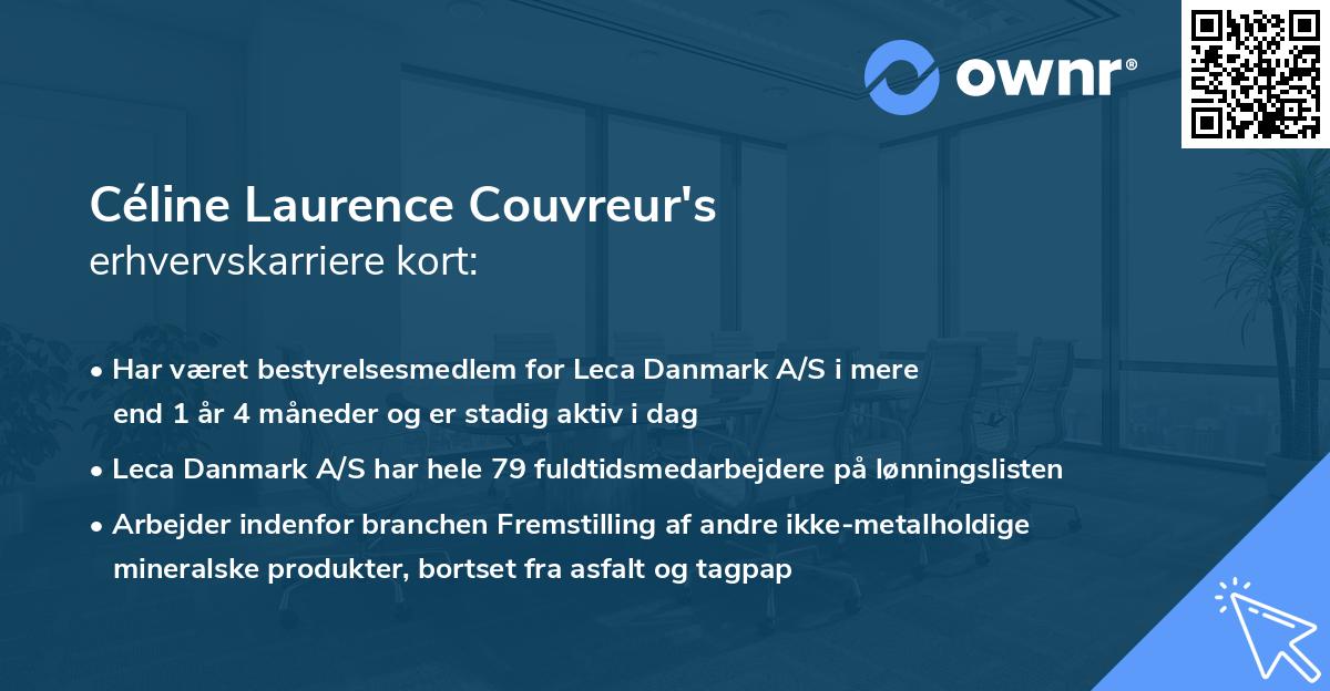 Céline Laurence Couvreur's erhvervskarriere kort