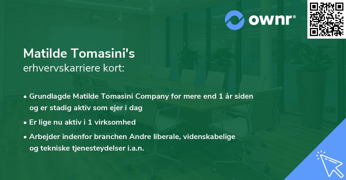 Matilde Tomasini's erhvervskarriere kort