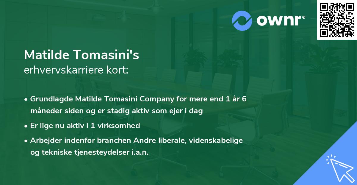 Matilde Tomasini's erhvervskarriere kort