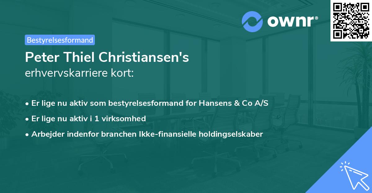 Peter Thiel Christiansen's erhvervskarriere kort
