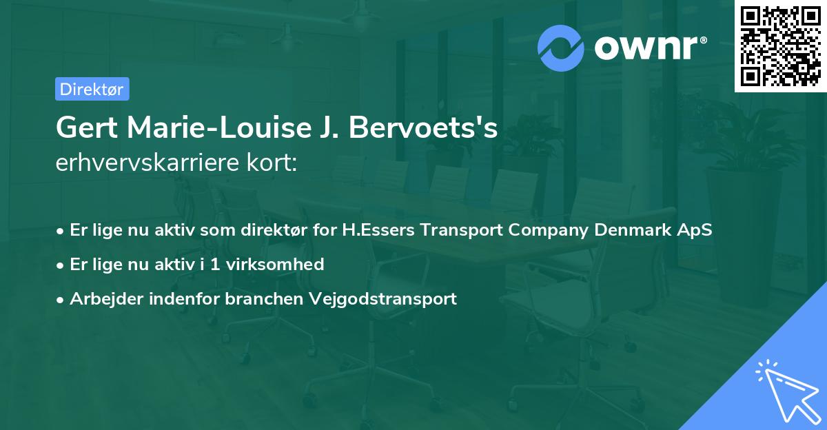 Gert Marie-Louise J. Bervoets's erhvervskarriere kort