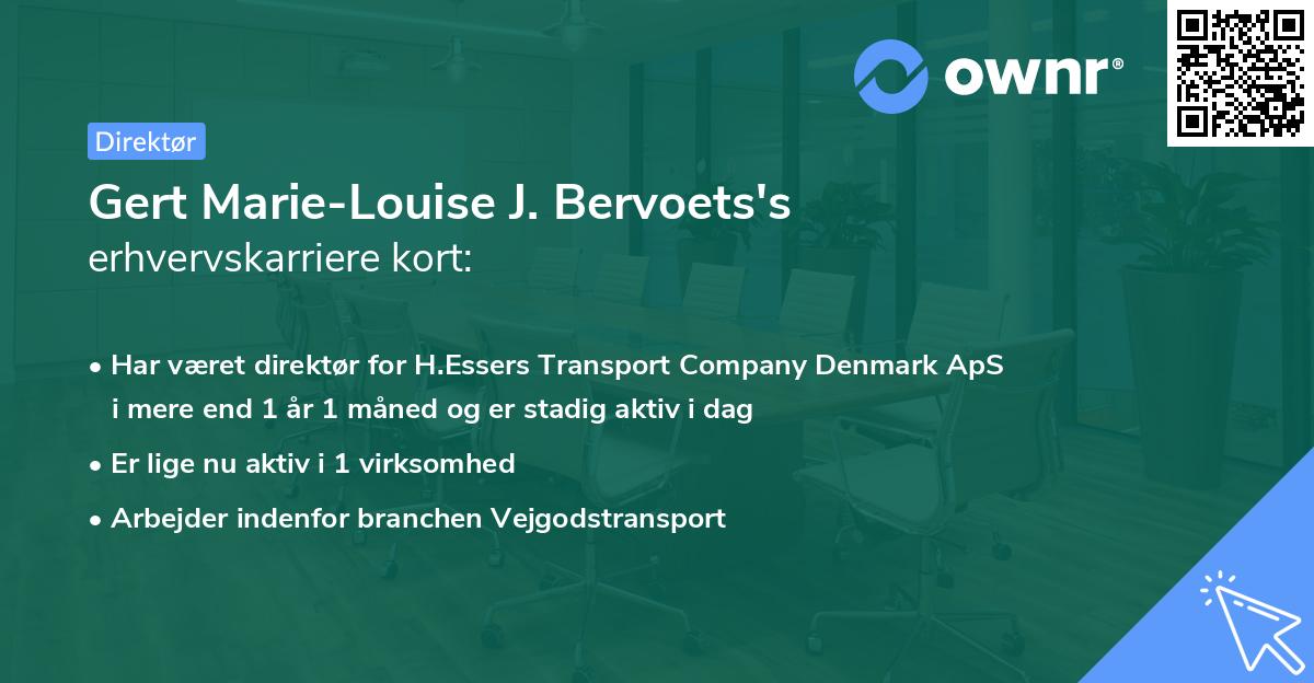 Gert Marie-Louise J. Bervoets's erhvervskarriere kort