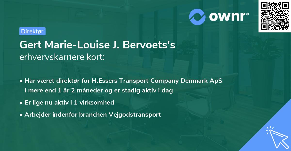 Gert Marie-Louise J. Bervoets's erhvervskarriere kort