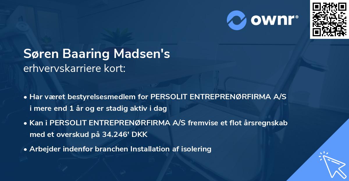 Søren Baaring Madsen's erhvervskarriere kort