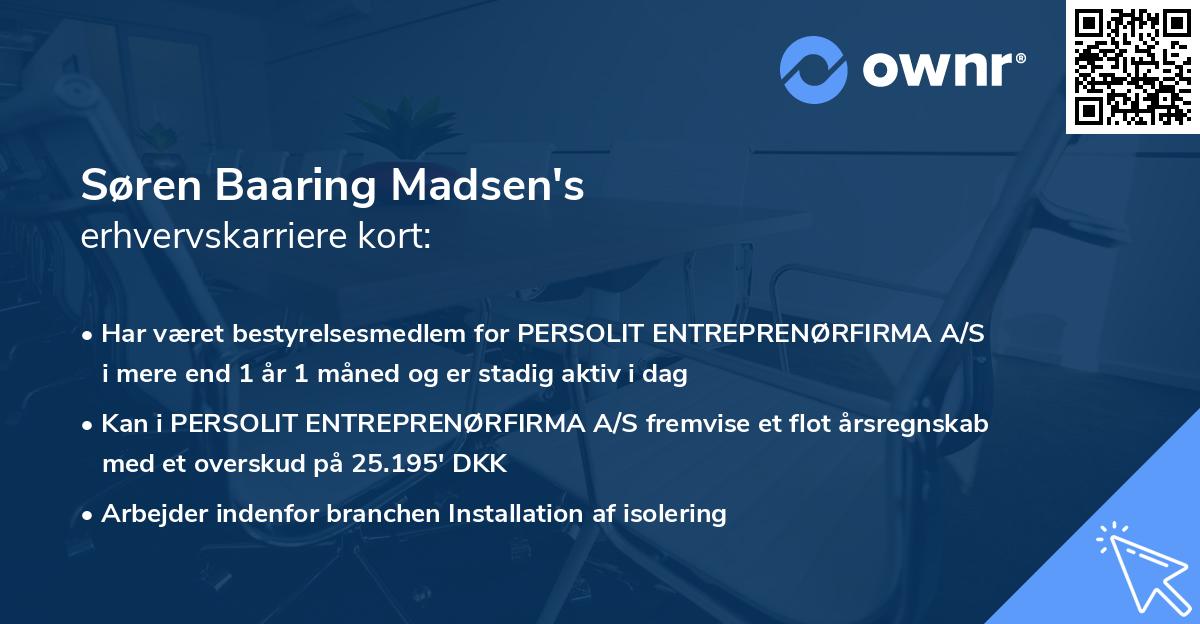Søren Baaring Madsen's erhvervskarriere kort