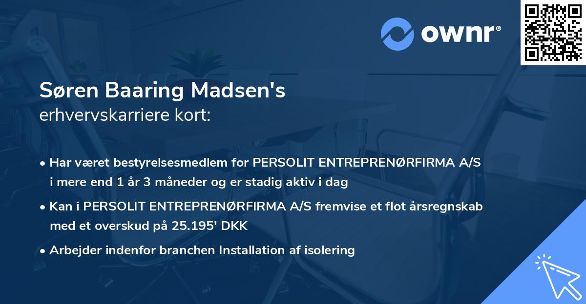 Søren Baaring Madsen's erhvervskarriere kort