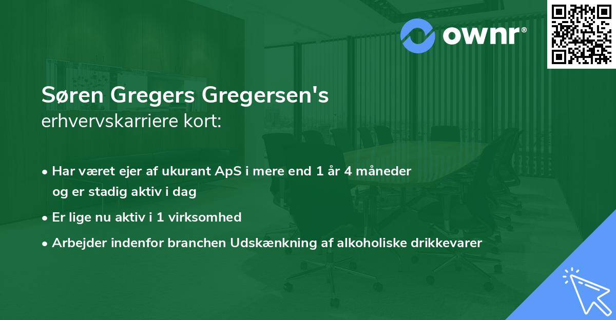 Søren Gregers Gregersen's erhvervskarriere kort