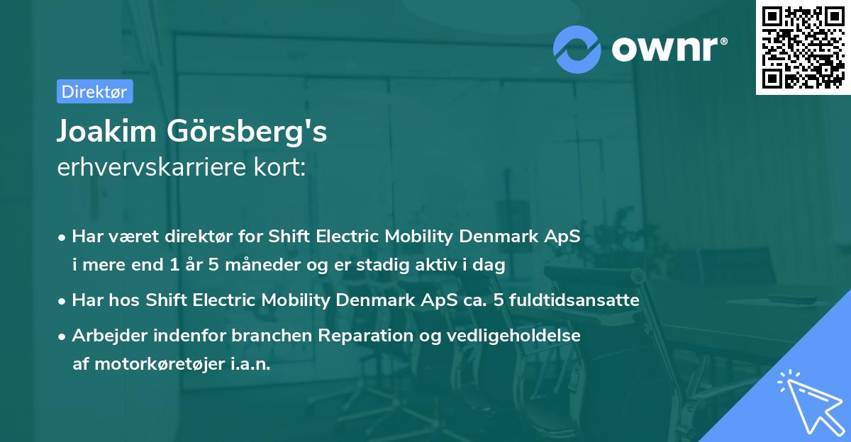 Joakim Görsberg's erhvervskarriere kort