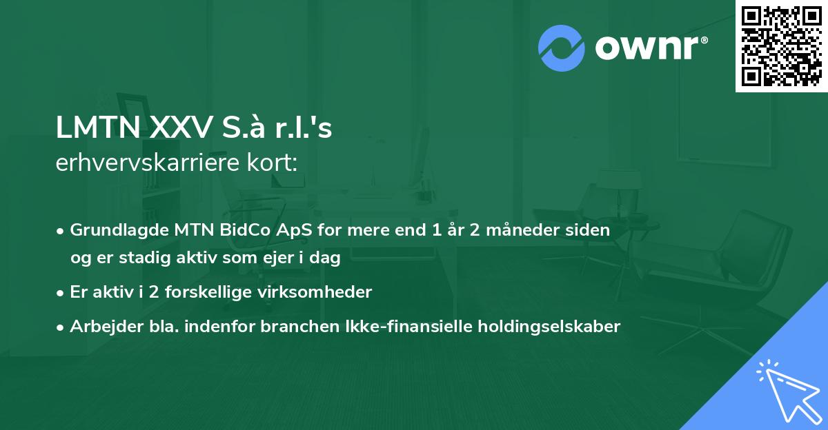 LMTN XXV S.à r.l.'s erhvervskarriere kort