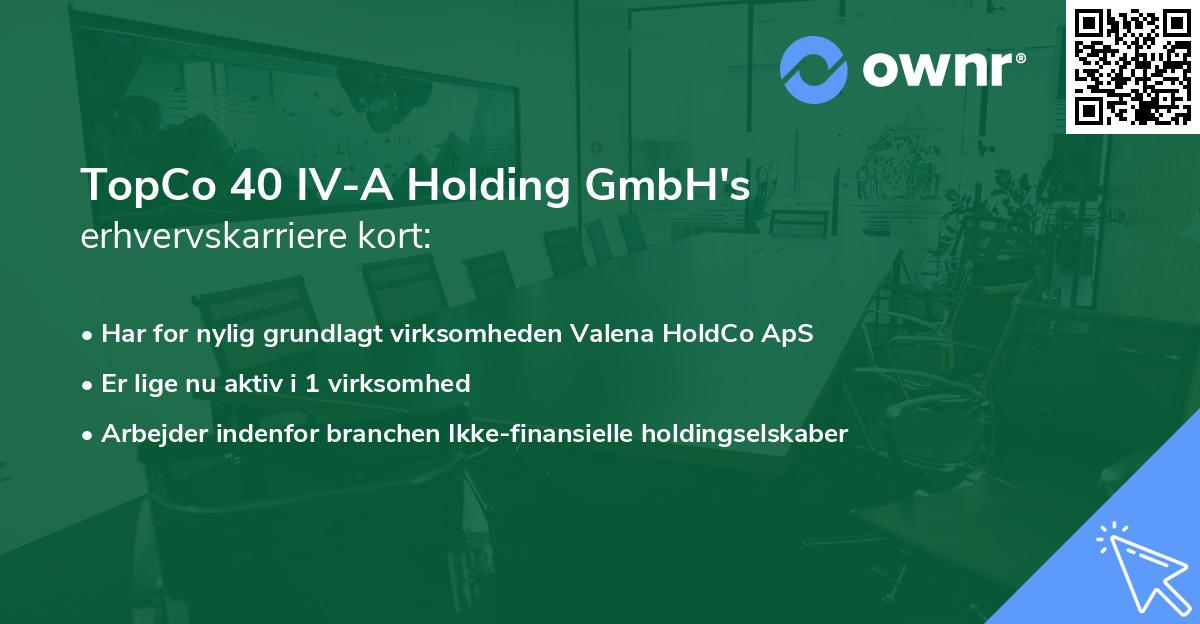 TopCo 40 IV-A Holding GmbH's erhvervskarriere kort