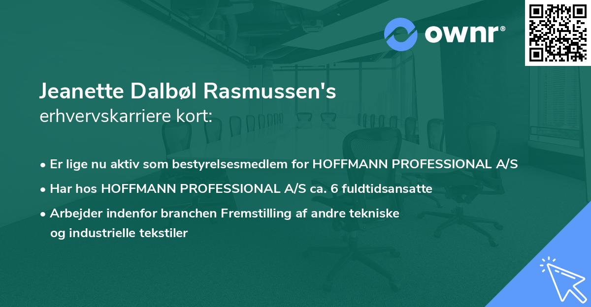 Jeanette Dalbøl Rasmussen's erhvervskarriere kort