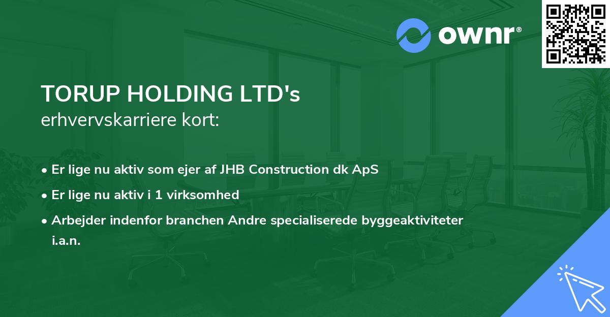 TORUP HOLDING LTD's erhvervskarriere kort