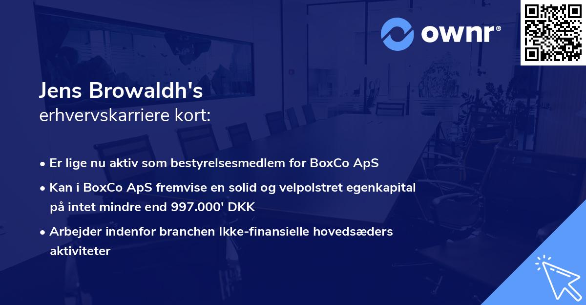 Jens Browaldh's erhvervskarriere kort