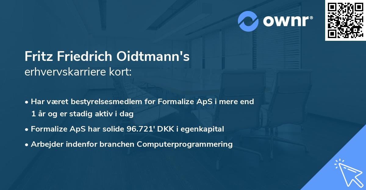 Fritz Friedrich Oidtmann's erhvervskarriere kort