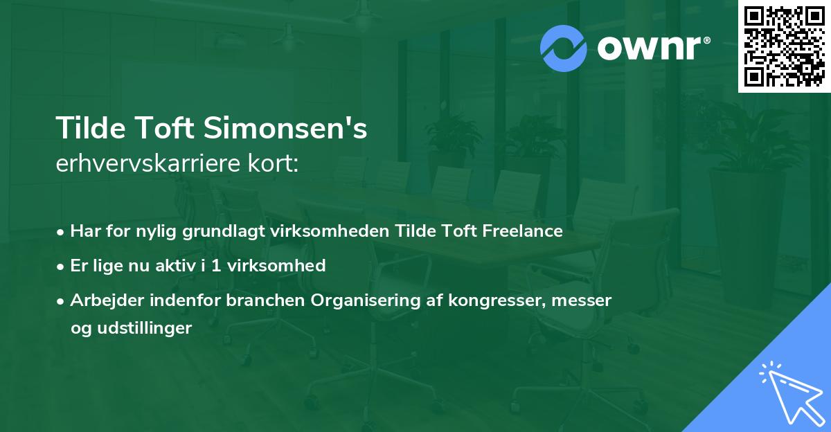 Tilde Toft Simonsen's erhvervskarriere kort
