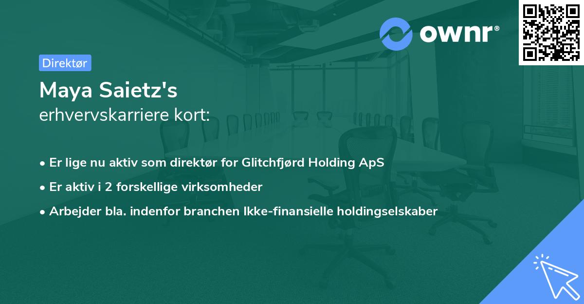 Maya Saietz's erhvervskarriere kort