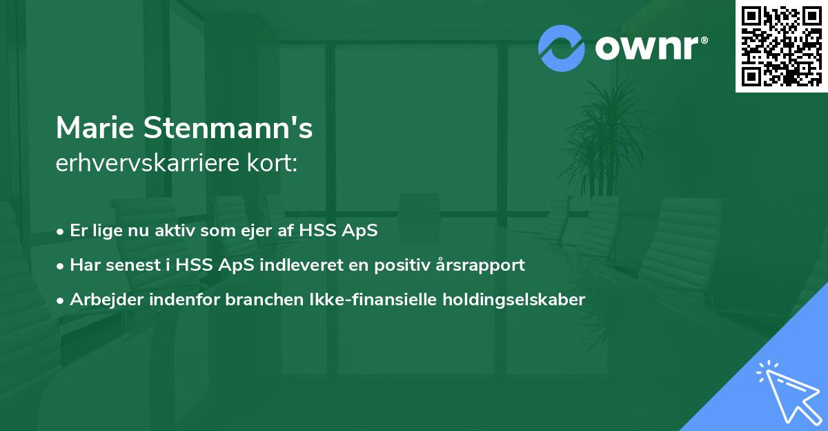Marie Stenmann's erhvervskarriere kort