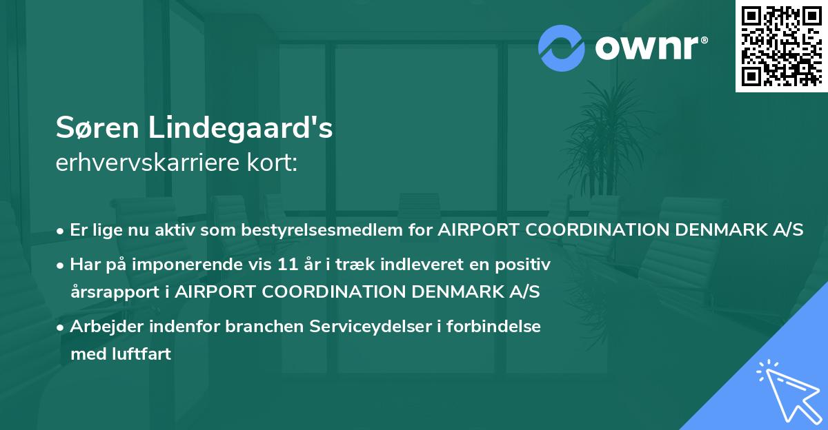 Søren Lindegaard's erhvervskarriere kort