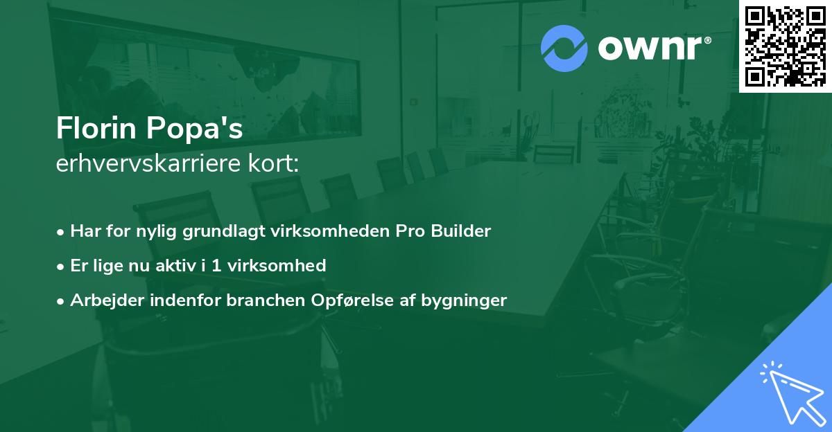 Florin Popa's erhvervskarriere kort