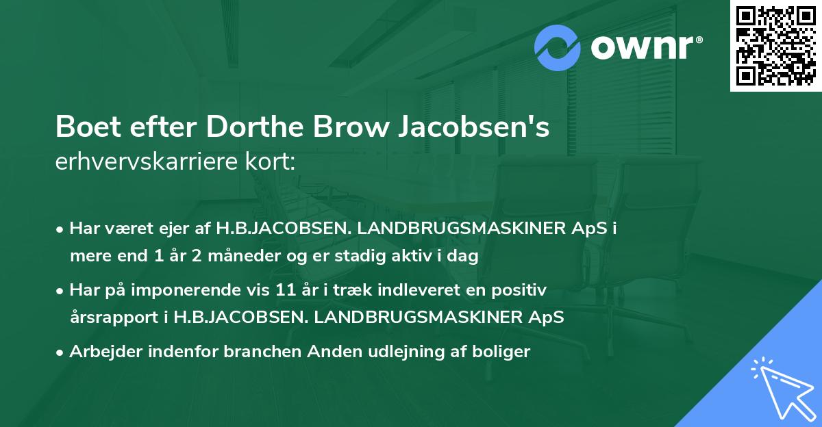 Boet efter Dorthe Brow Jacobsen's erhvervskarriere kort