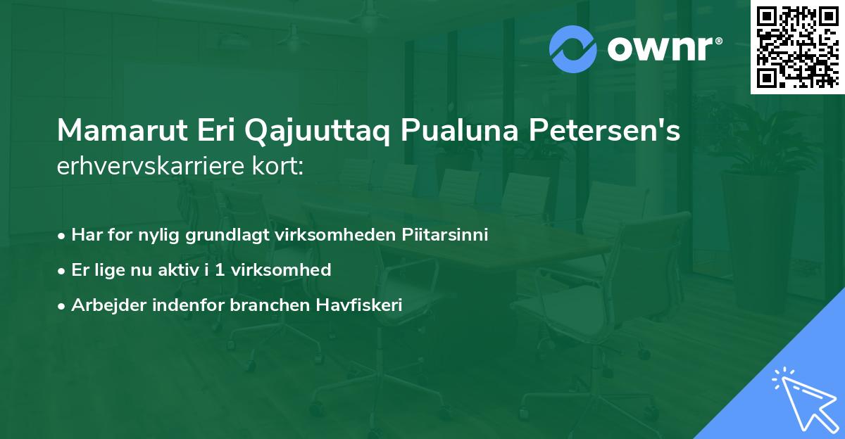 Mamarut Eri Qajuuttaq Pualuna Petersen's erhvervskarriere kort