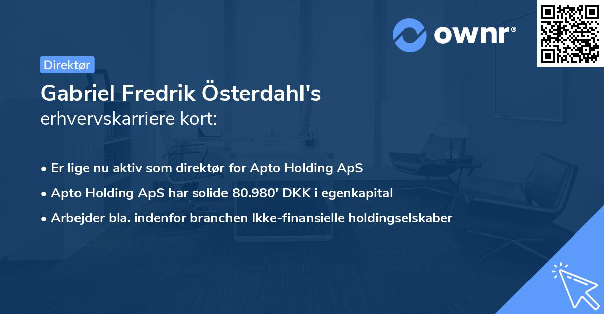 Gabriel Fredrik Österdahl's erhvervskarriere kort