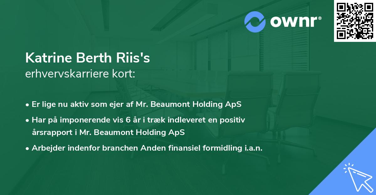 Katrine Berth Riis's erhvervskarriere kort
