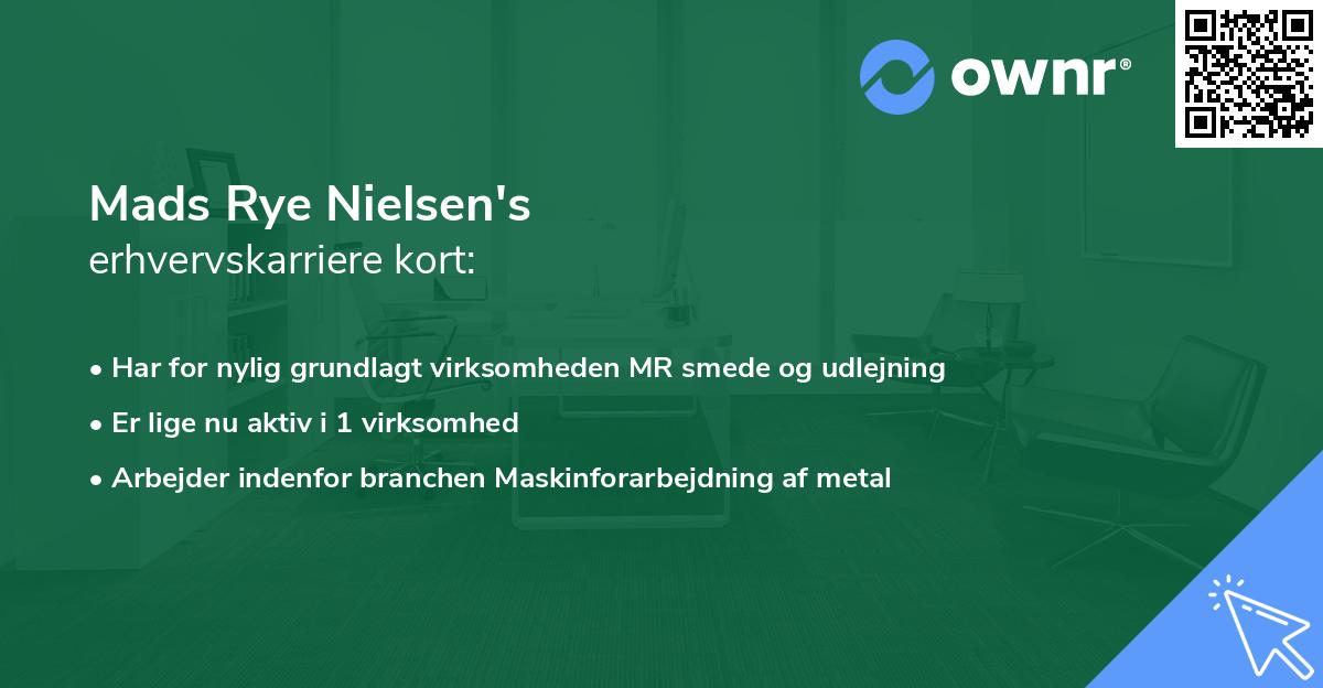 Mads Rye Nielsen's erhvervskarriere kort