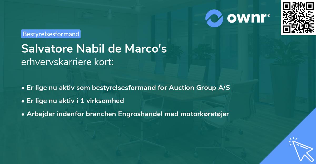 Salvatore Nabil de Marco's erhvervskarriere kort