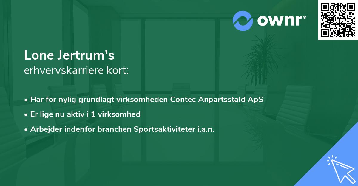 Lone Jertrum's erhvervskarriere kort
