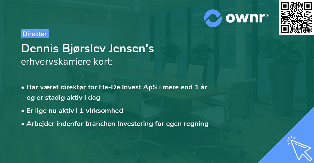 Dennis Bjørslev Jensen's erhvervskarriere kort