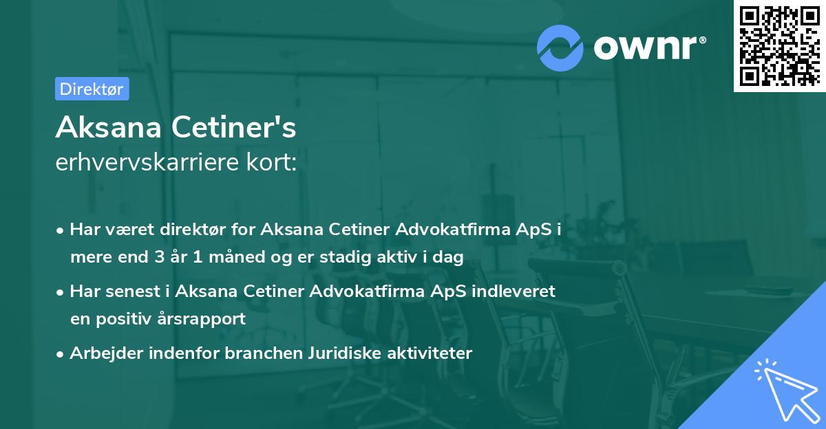 Aksana Cetiner's erhvervskarriere kort